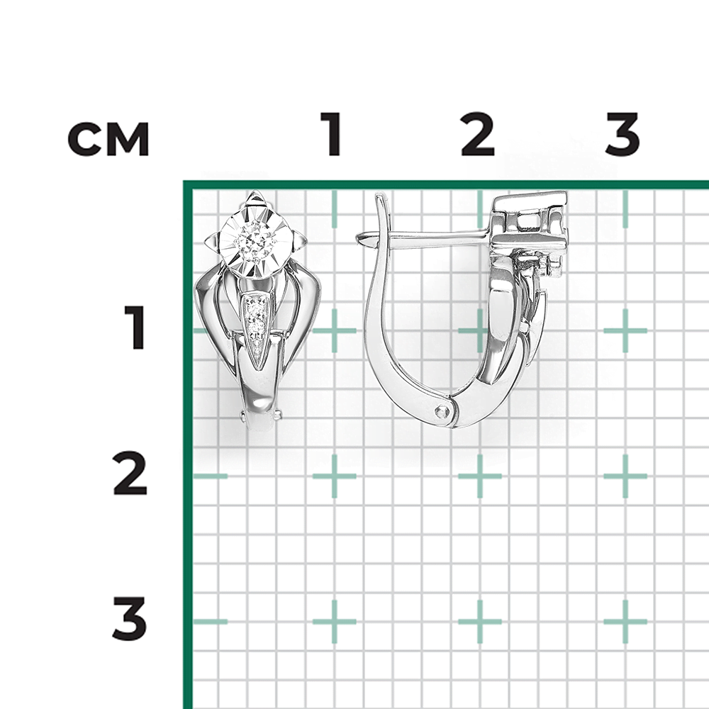 Серьги с английским замком из белого золота с бриллиантами 02-5223-00-101-1120