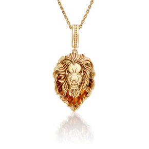 Подвеска из лимонного золота с янтарём и эмалью 03-2884-00-271-1130