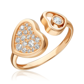 Кольцо «Сердца» из красного золота с фианитами 01-5954-00-401-1110