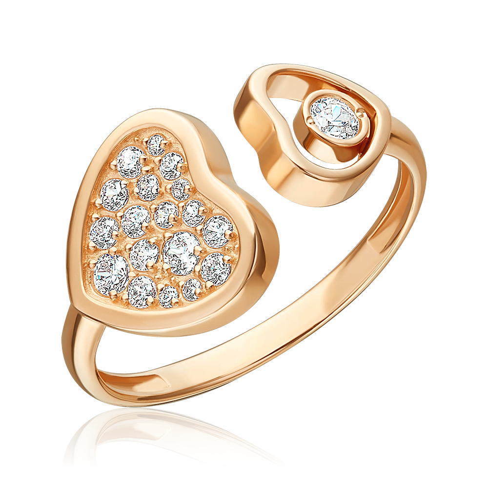 Кольцо «Сердца» из красного золота с фианитами 01-5954-00-401-1110