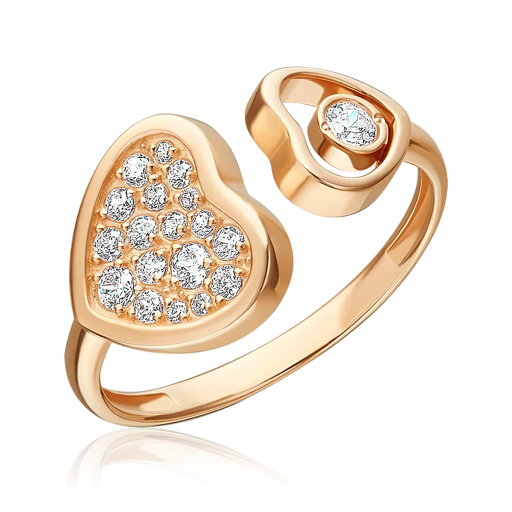 Кольцо «Сердца» из красного золота с фианитами 01-5954-00-401-1110