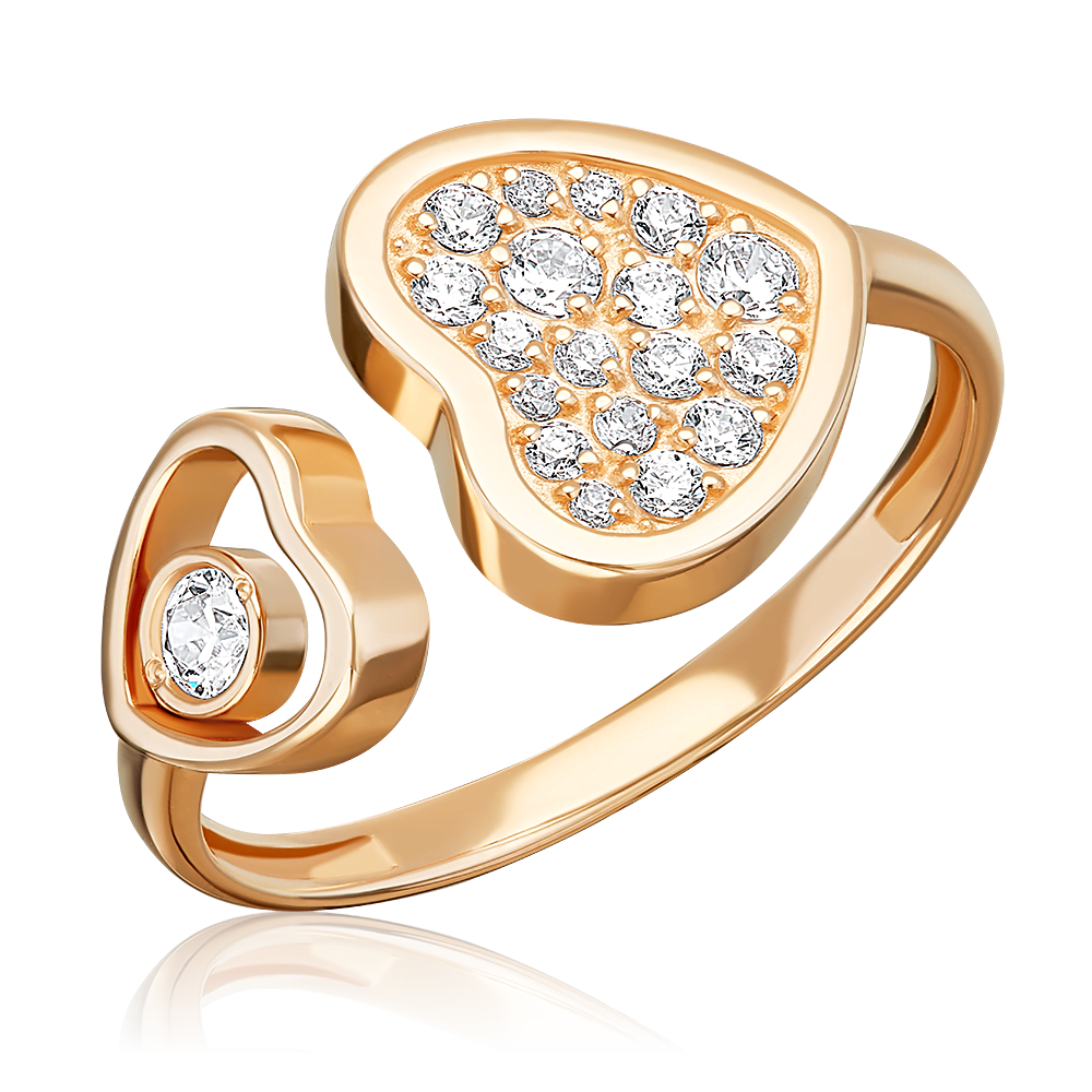 Кольцо «Сердца» из красного золота с фианитами 01-5954-00-401-1110