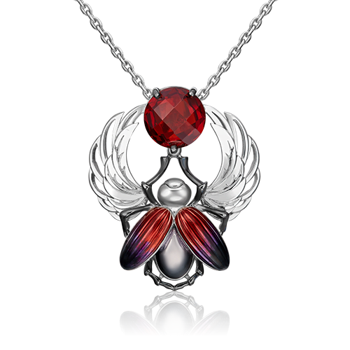 Подвеска «Скарабей» из серебра с фианитом и эмалью 03-3263-00-404-0200-68