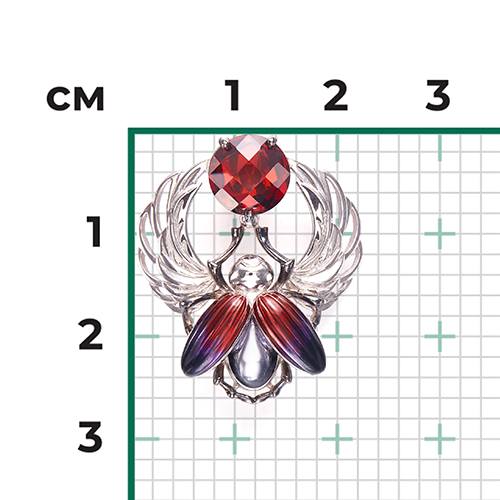 Подвеска «Скарабей» из серебра с фианитом и эмалью 03-3263-00-404-0200-68