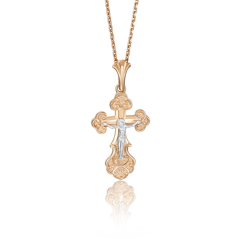 Православный крест из комбинированного золота 03-1004-00-000-1111