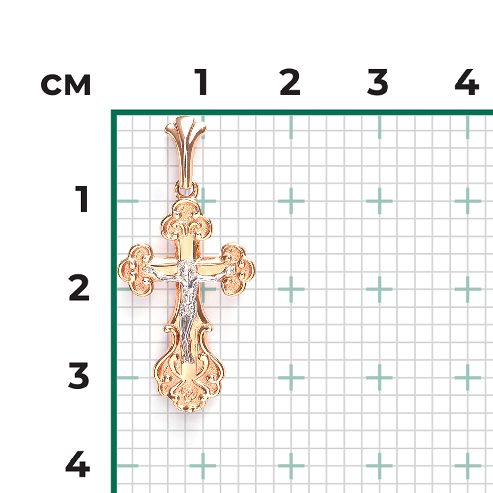 Православный крест из комбинированного золота 03-1004-00-000-1111