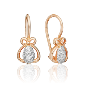 Детские серьги с французским замком из красного золота с фианитами 02-1881-00-401-1110-03