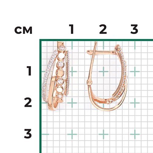 Серьги с английским замком из комбинированного золота с фианитами 02-4576-00-401-1111-24
