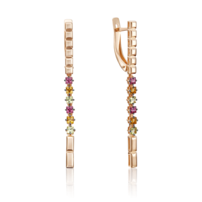 Серьги с английским замком из красного золота с миксом камней 02-4287-00-219-1110-57