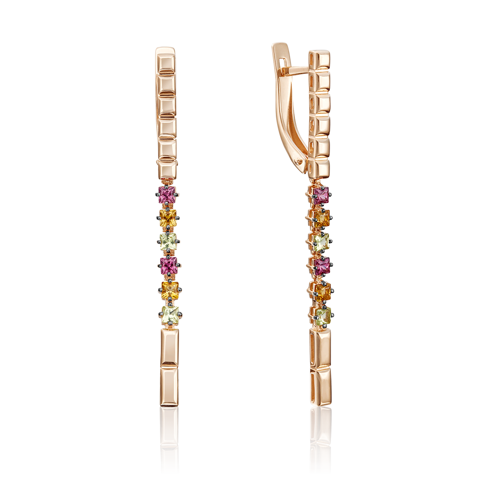 Серьги с английским замком из красного золота с миксом камней 02-4287-00-219-1110-57