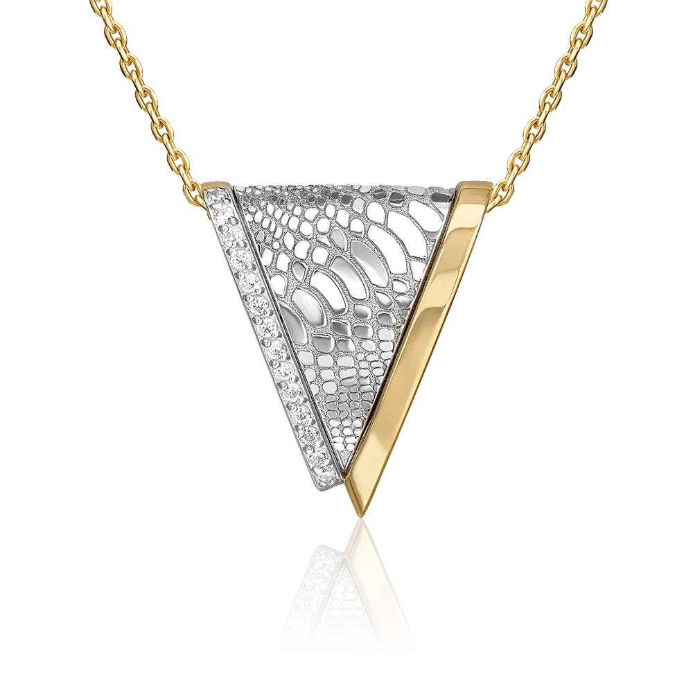 Подвеска с принтом «Питон» из комбинированного золота с фианитами 03-3443-00-401-1121