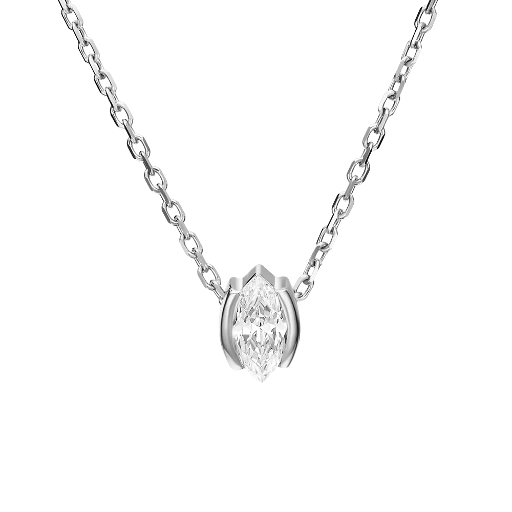 Колье из белого золота с фианитом 07-0145-00-501-1120-38