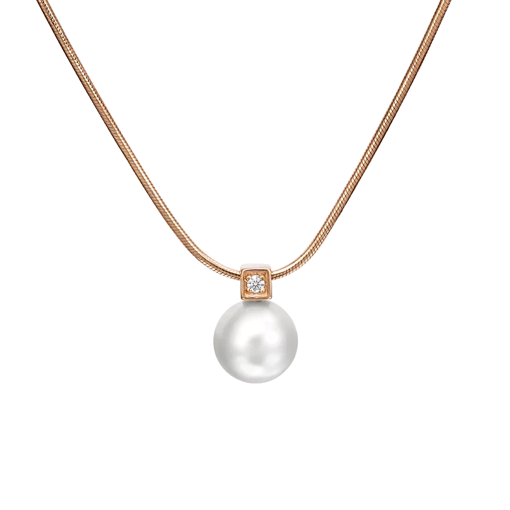 Колье из красного золота с жемчугом культивированным и фианитом 07-0147-00-302-1110-03