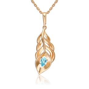 Подвеска «Перо сказочной птицы» из красного золота с топазом 03-3655-00-201-1110