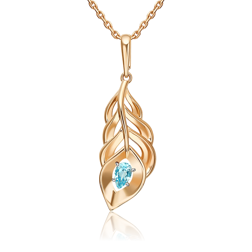 Подвеска «Перо сказочной птицы» из красного золота с топазом 03-3655-00-201-1110