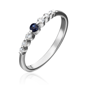 Кольцо из белого золота с сапфиром и бриллиантами 01-0613-00-105-1120-30