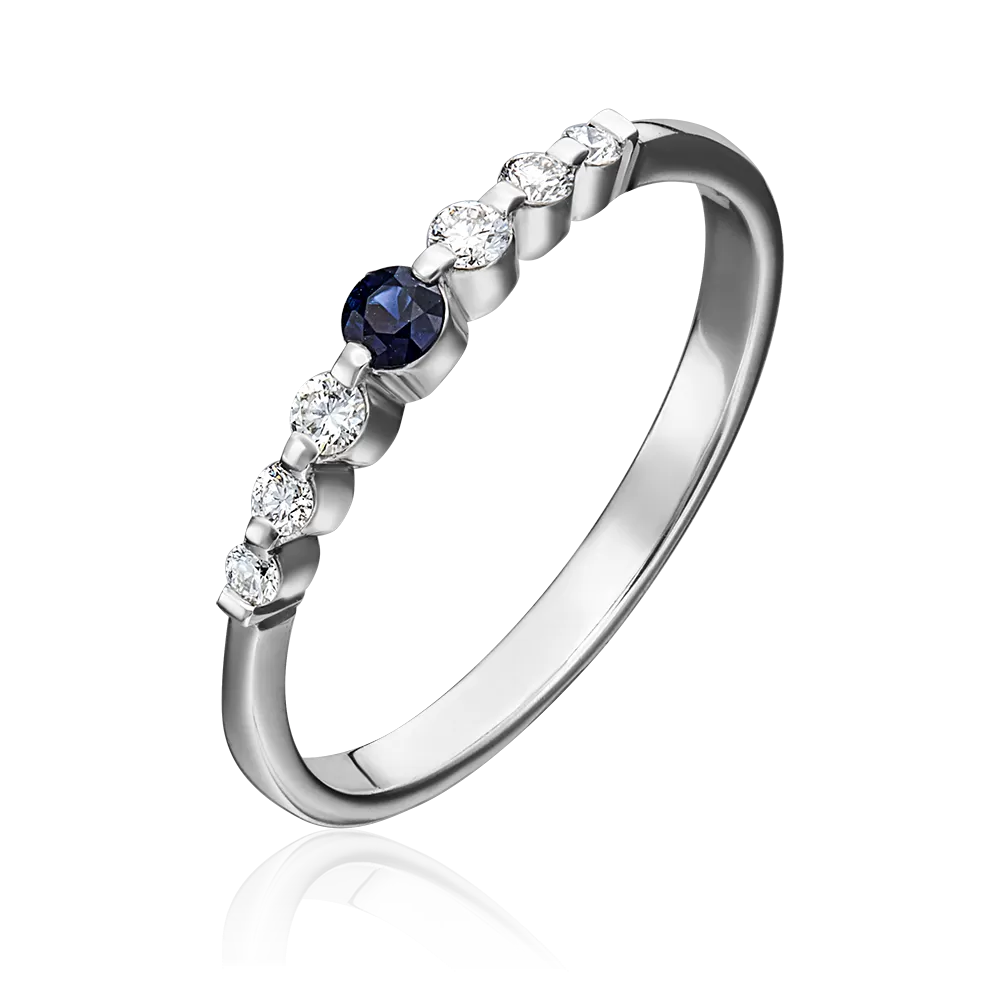 Кольцо из белого золота с сапфиром и бриллиантами 01-0613-00-105-1120-30