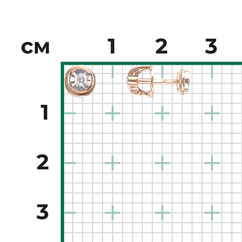 Серьги-пусеты из комбинированного золота с бриллиантом 02-4351-00-101-1111-30