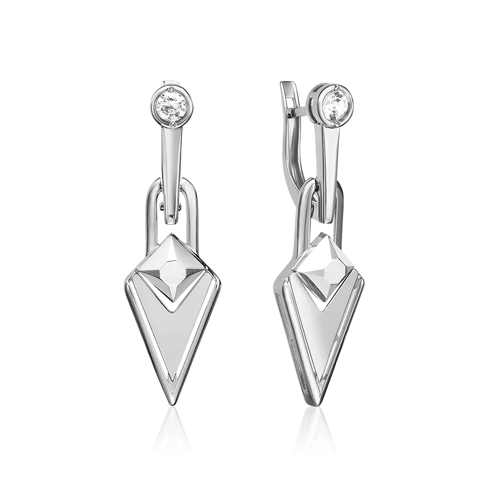 Серьги с английским замком из белого золота с натуральным топазом white 02-5035-00-201-1120