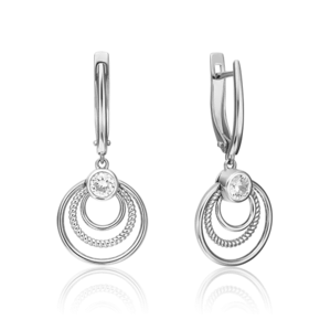 Серьги с английским замком из белого золота с фианитом 02-4514-00-501-1120-38