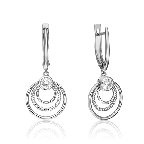 Серьги с английским замком из белого золота с фианитом 02-4514-00-501-1120-38