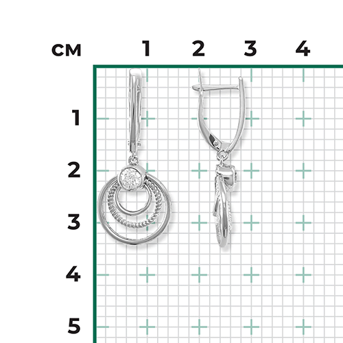 Серьги с английским замком из белого золота с фианитом 02-4514-00-501-1120-38
