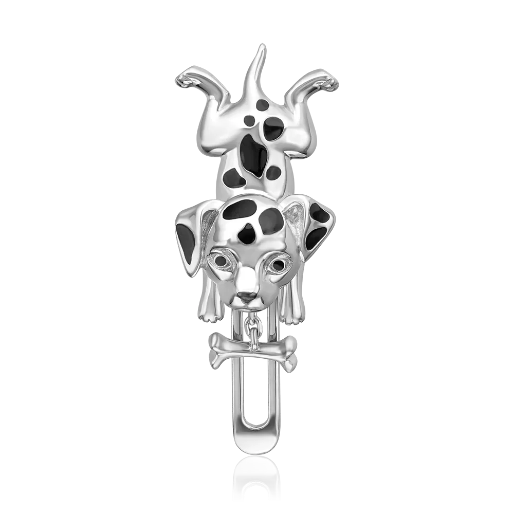 Аксессуар на лацкан «Далматинец» из серебра с эмалью 12-0019-00-000-0200