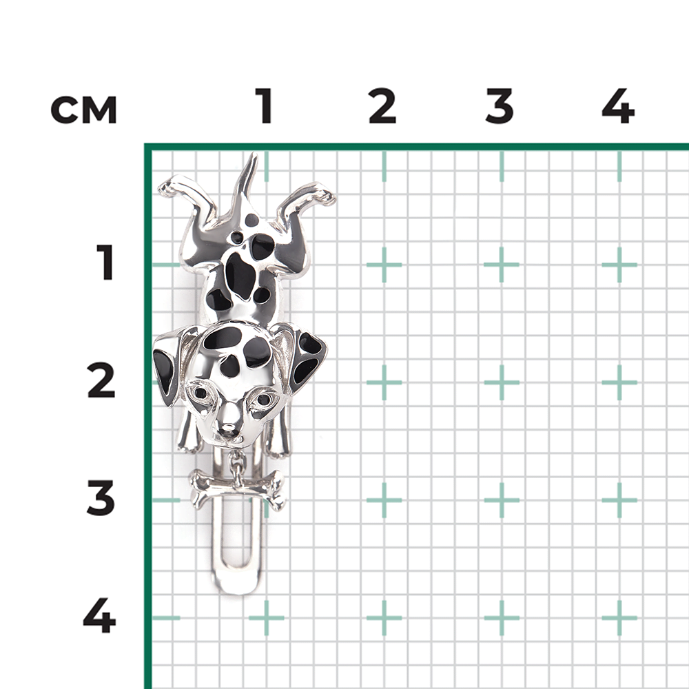 Аксессуар на лацкан «Далматинец» из серебра с эмалью 12-0019-00-000-0200