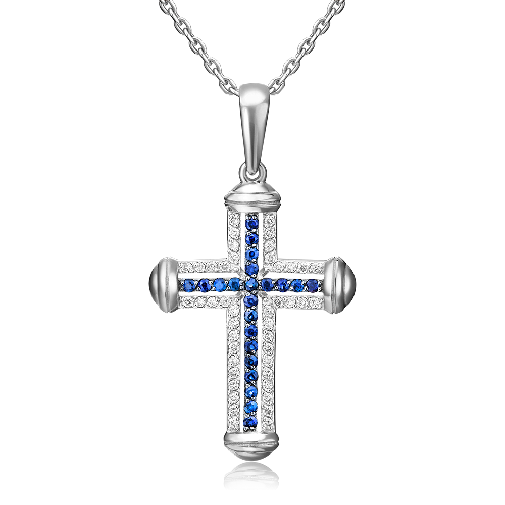 Декоративный крест из серебра с фианитами 03-0447-00-404-0200