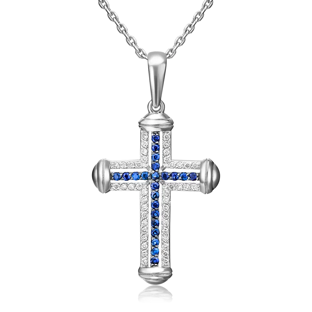 Декоративный крест из серебра с фианитами 03-0447-00-404-0200