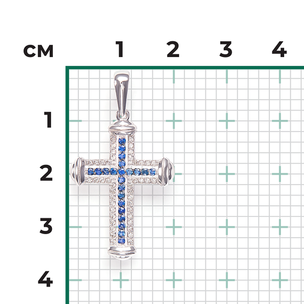 Декоративный крест из серебра с фианитами 03-0447-00-404-0200