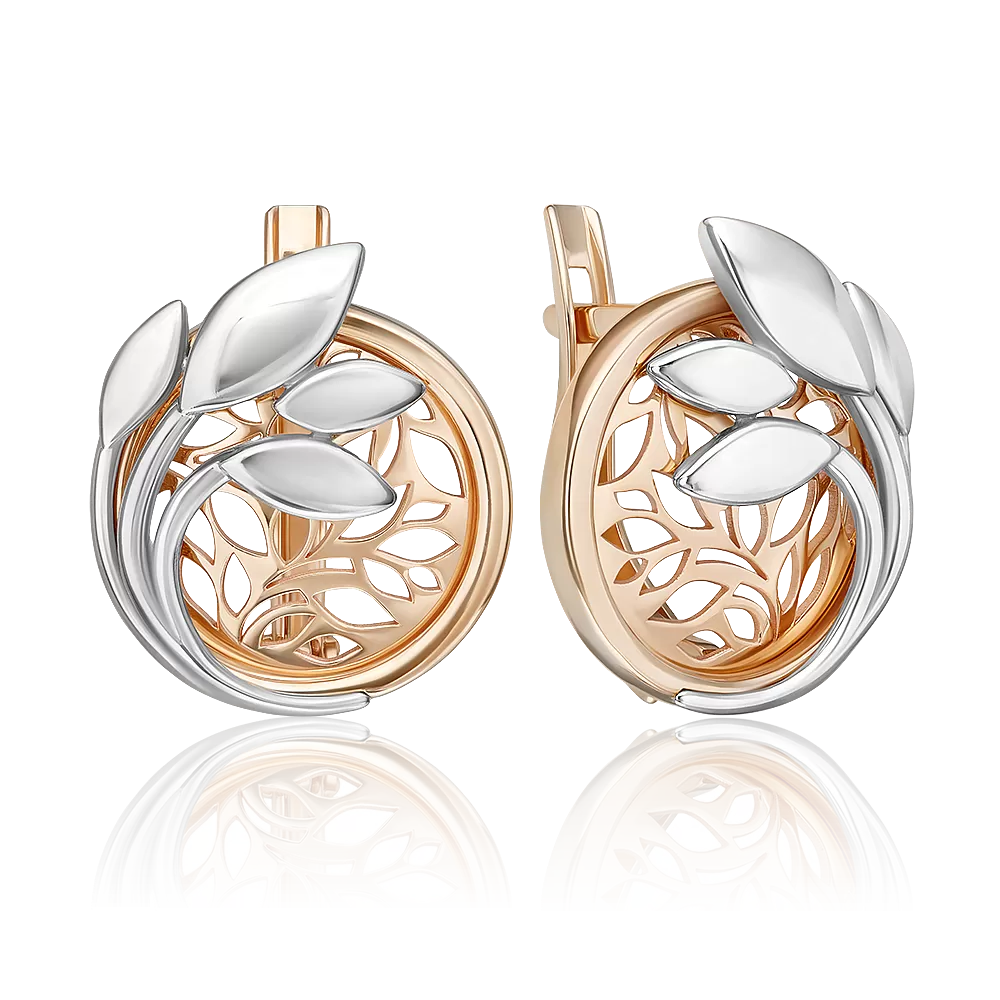 Серьги «Секрет мудрости» с английским замком из комбинированного золота 02-5324-00-000-1111