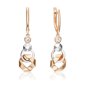 Серьги с английским замком из комбинированного золота с натуральным топазом white 02-5031-00-201-1111