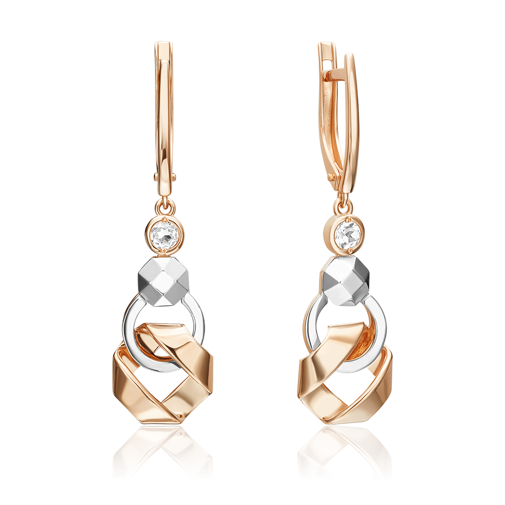 Серьги с английским замком из комбинированного золота с натуральным топазом white 02-5031-00-201-1111