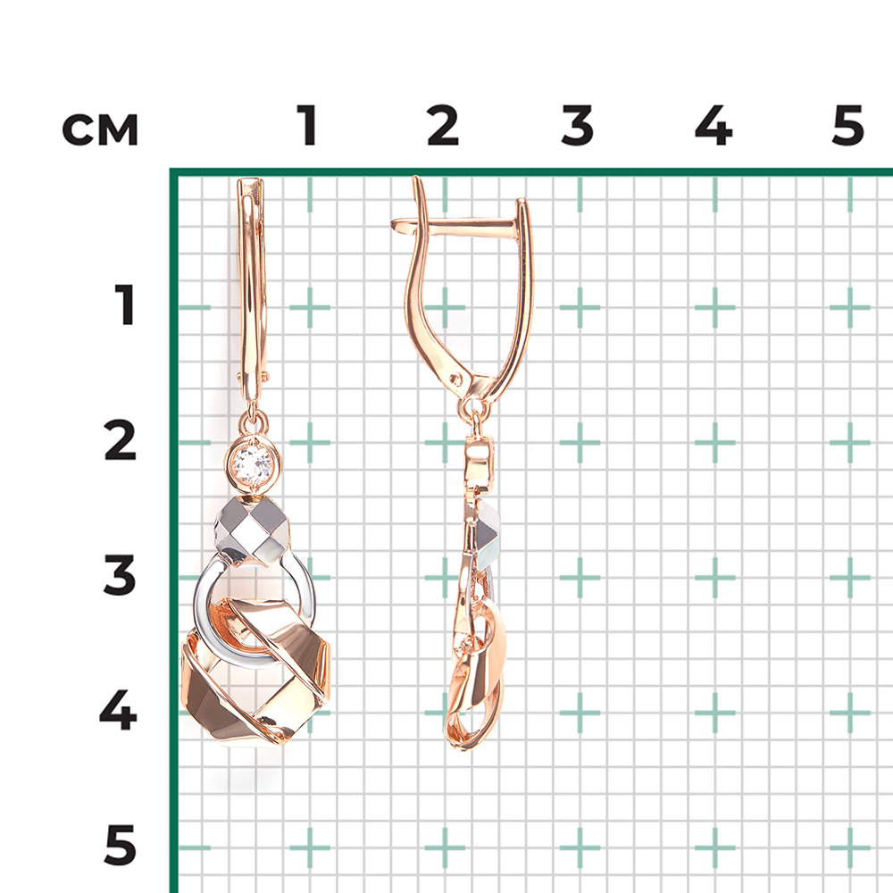 Серьги с английским замком из комбинированного золота с натуральным топазом white 02-5031-00-201-1111