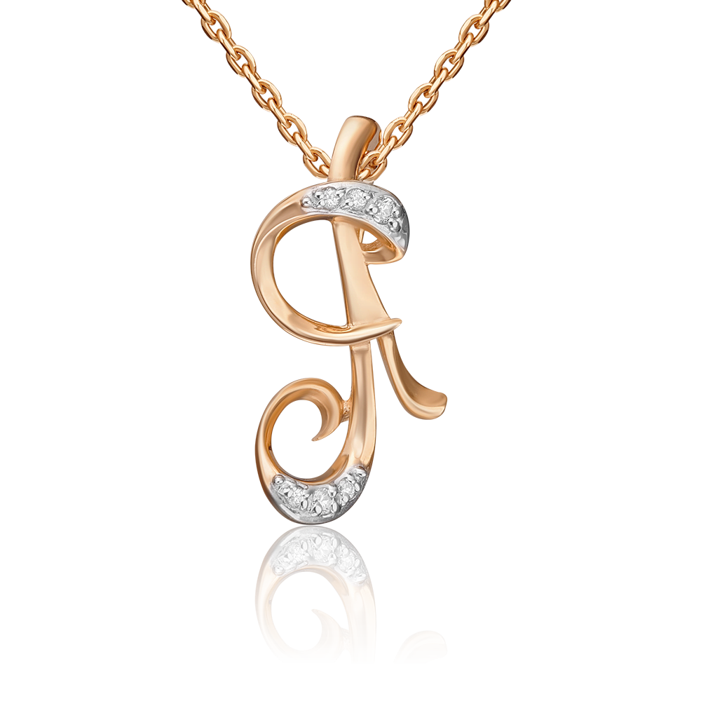 Подвеска «Буква Я» из красного золота с фианитами 03-1460-Я-401-1110-03