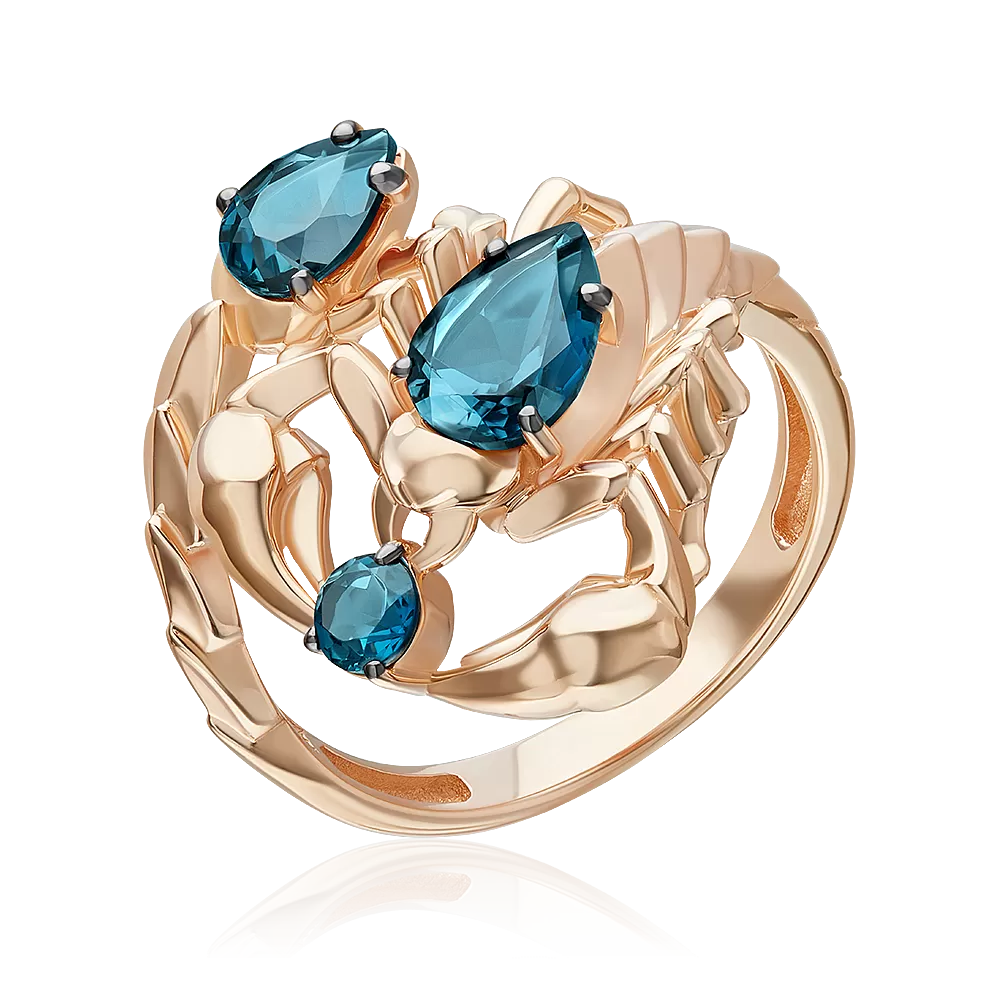 Кольцо «Скорпион» из красного золота с топазами 01-5782-00-201-1110