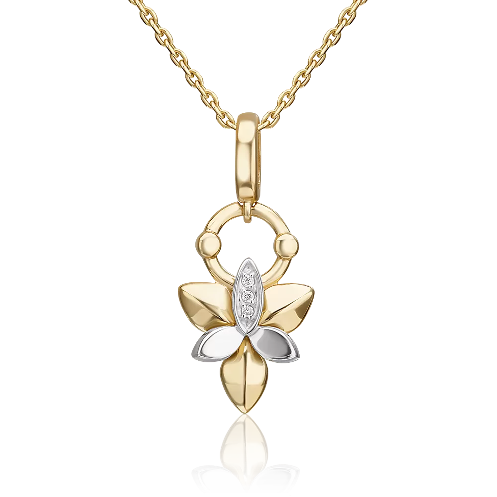 Подвеска из комбинированного золота с бриллиантами 03-3359-00-101-1121