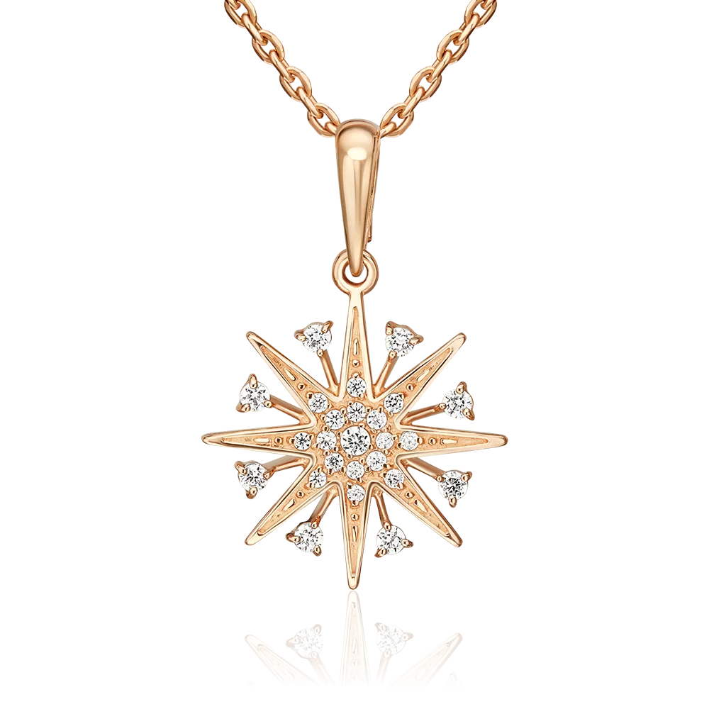 Подвеска «Звезда» из красного золота с фианитами 03-3690-00-401-1110