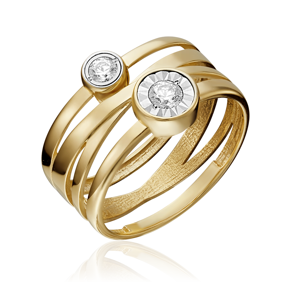 Кольцо из комбинированного золота с фианитами 01-5338-00-501-1121-38