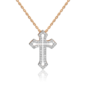 Декоративный крест из красного золота с бриллиантами 03-0513-00-101-1110-30