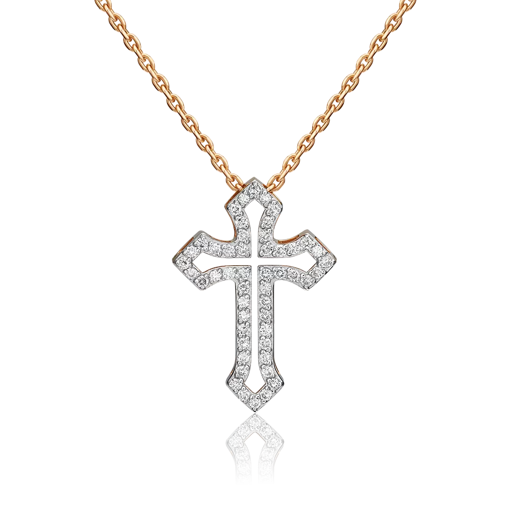 Декоративный крест из красного золота с бриллиантами 03-0513-00-101-1110-30