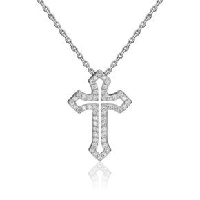 Декоративный крест из белого золота с бриллиантами 03-0513-00-101-1120-30