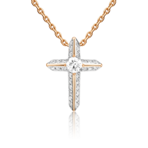 Декоративный крест из красного золота с бриллиантами 03-0514-00-101-1110-30