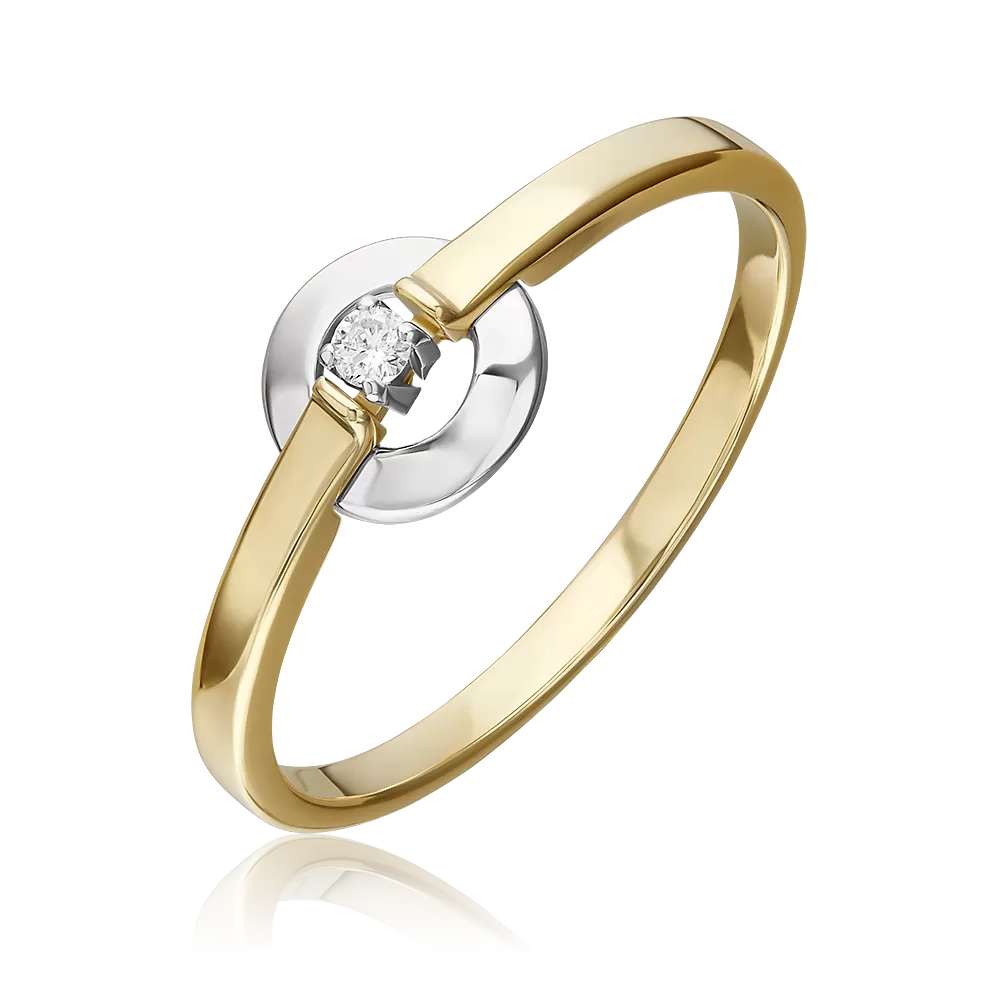 Кольцо из комбинированного золота с бриллиантом 01-5810-00-101-1121