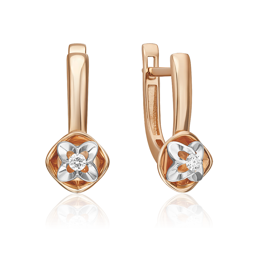 Серьги с английским замком из комбинированного золота с бриллиантом 02-5343-00-101-1111