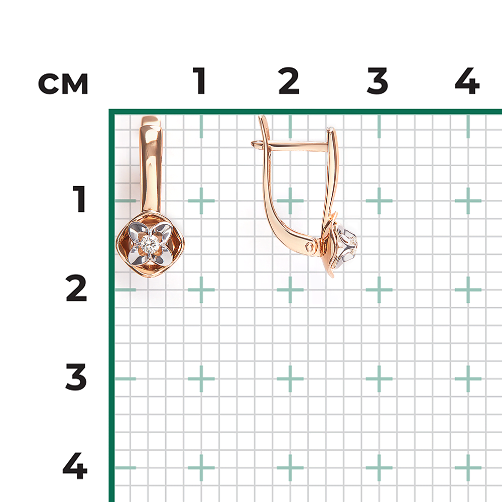 Серьги с английским замком из комбинированного золота с бриллиантом 02-5343-00-101-1111