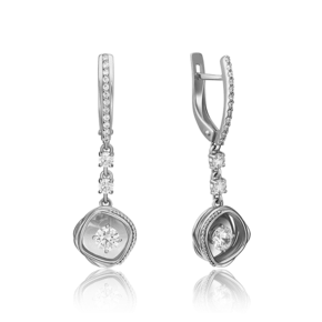 Серьги с английским замком из белого золота с фианитами 02-4289-00-501-1120-38