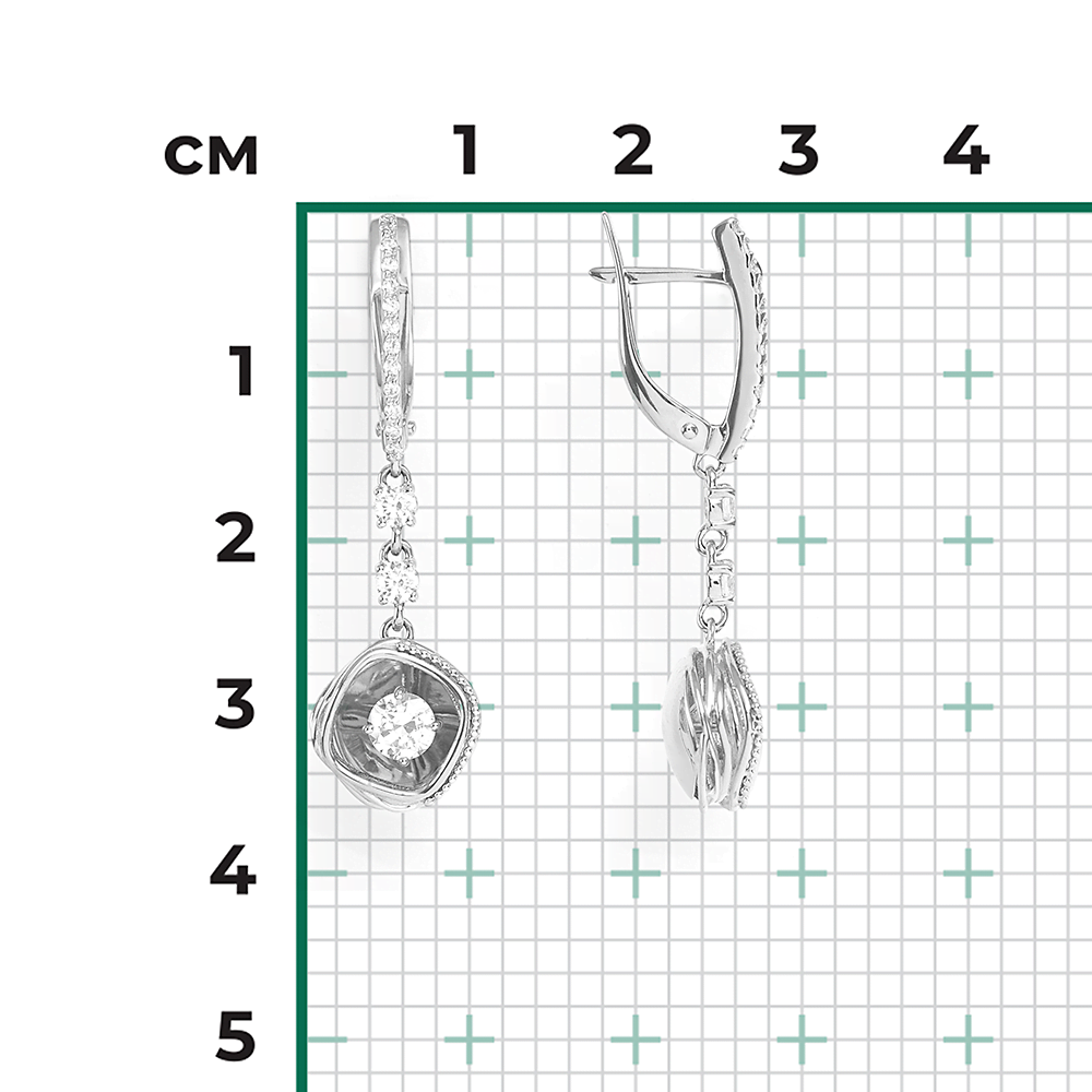 Серьги с английским замком из белого золота с фианитами 02-4289-00-501-1120-38