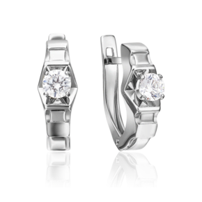 Серьги с английским замком из белого золота с фианитом 02-4320-00-501-1120-38